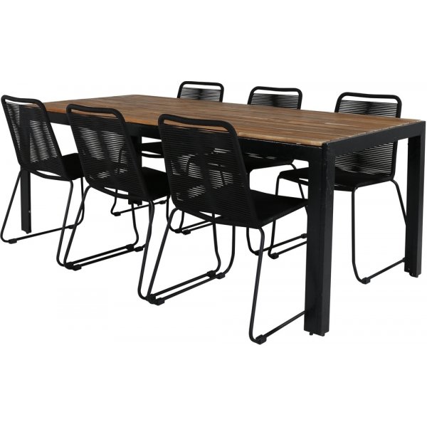 Bois utematgrupp med 6 st Lindos stolar - Svart/Akacia Bois utematgrupp med 6 st Lindos stolar - Svart/Akacia