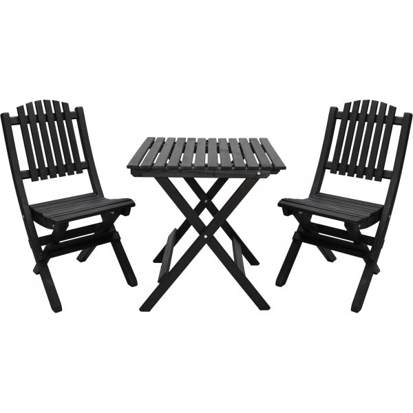 Table de groupe d'extrieur Wilma 65 x 65 cm avec 2 chaises Visby - Noir
