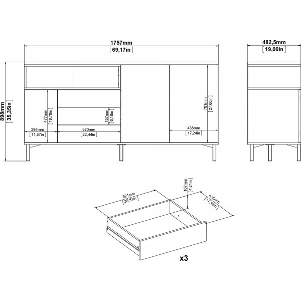 Buffet Roomer - Noir/noyer Buffet Roomer - Noir/noyer