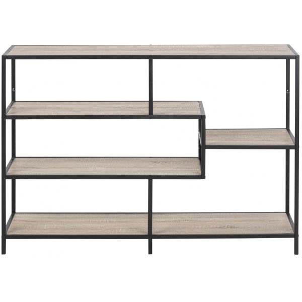 Lincoln bokhylla B - Ek/svart - 5 hyllor