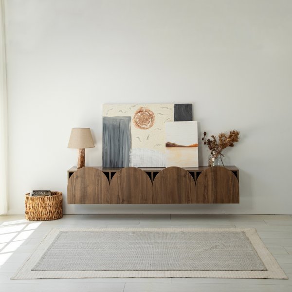 Banc multimédia mural Mesta - Noyer Banc multimédia mural Mesta - Noyer