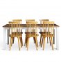 Dalsland eetgroep: Eettafel in Eiken/Wit met 6 gele rieten stoelen