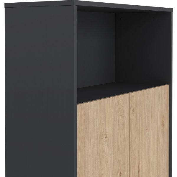 Bibliothèque basse avec portes Sign - Gris mat/hickory Bibliothèque basse avec portes Sign - Gris mat/hickory