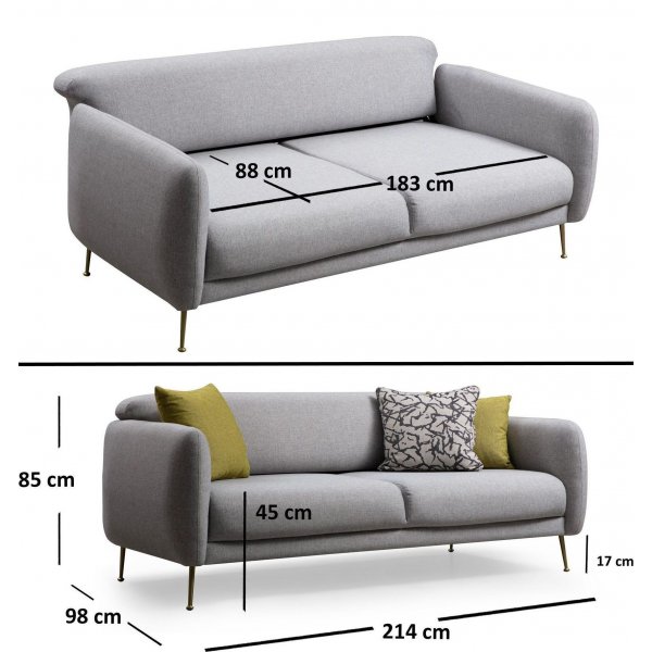 Canapé-lit 3 places Sevilla - Gris Canapé-lit 3 places Sevilla - Gris