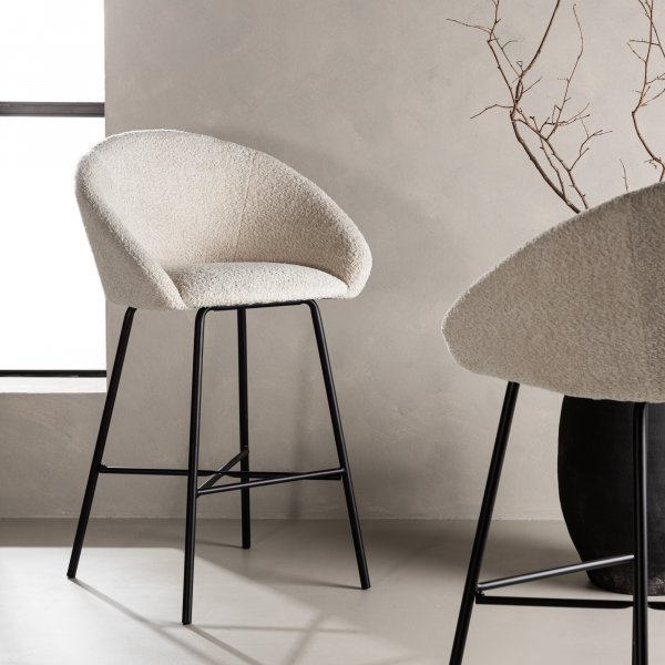 Tabouret de bar en velours - Blanc