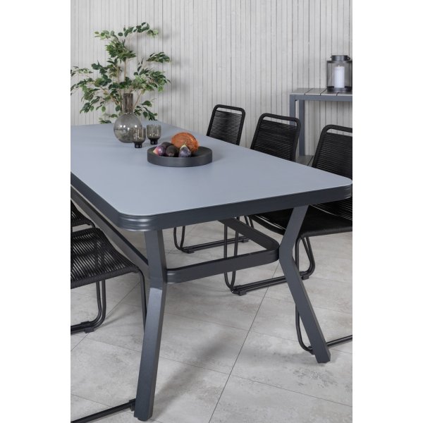 Virya utematgrupp med 6 st Lindos stolar - Svart/Grå Virya utematgrupp med 6 st Lindos stolar - Svart/Grå