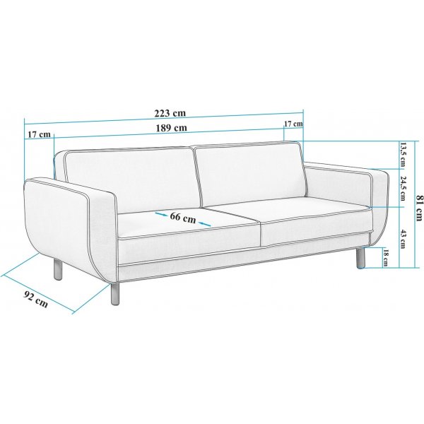 Canapé lit Berjer 3 places - Gris/chêne Canapé lit Berjer 3 places - Gris/chêne