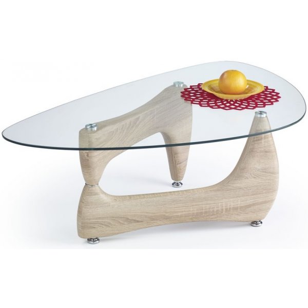 Trend soffbord - Ljus ek (imitation) / Glas