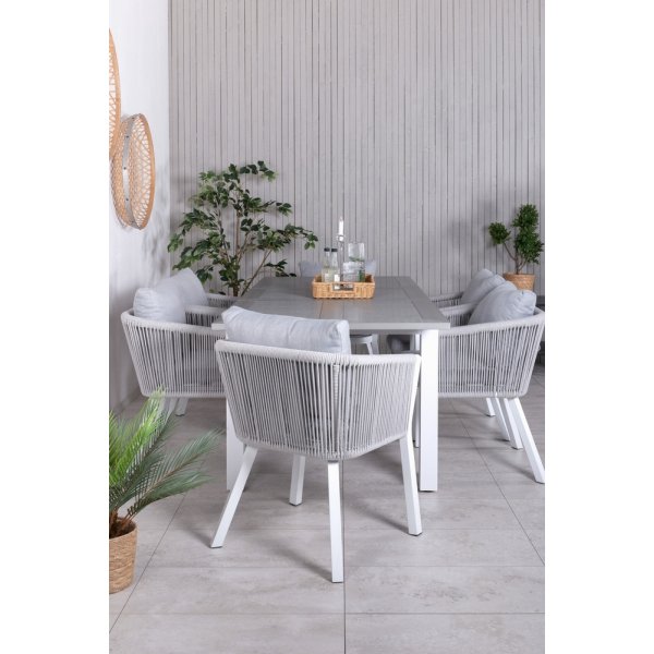 Albany utematgrupp med 6 st Virya stolar - Gr/Vit