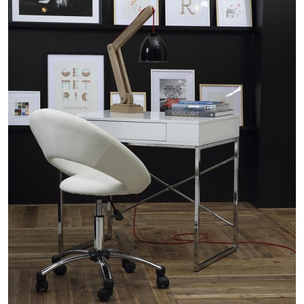 Plump skrivbordsstol vit PU Plump skrivbordsstol vit PU