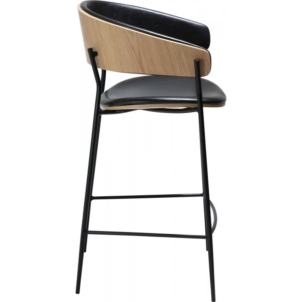 Chaise de comptoir pour lit bébé - PU noir/placage chêne Chaise de comptoir pour lit bébé - PU noir/placage chêne