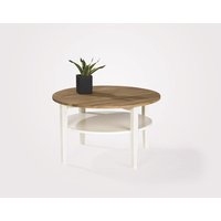 Montana runt soffbord Ø80 cm - Vit / Ek Montana runt soffbord Ø80 cm - Vit / Ek