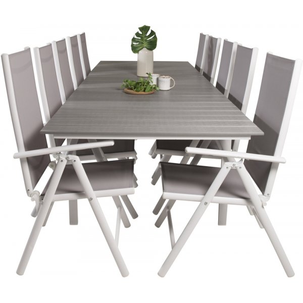 Levels utematgrupp med 10 st Break stolar - Gr/Vit