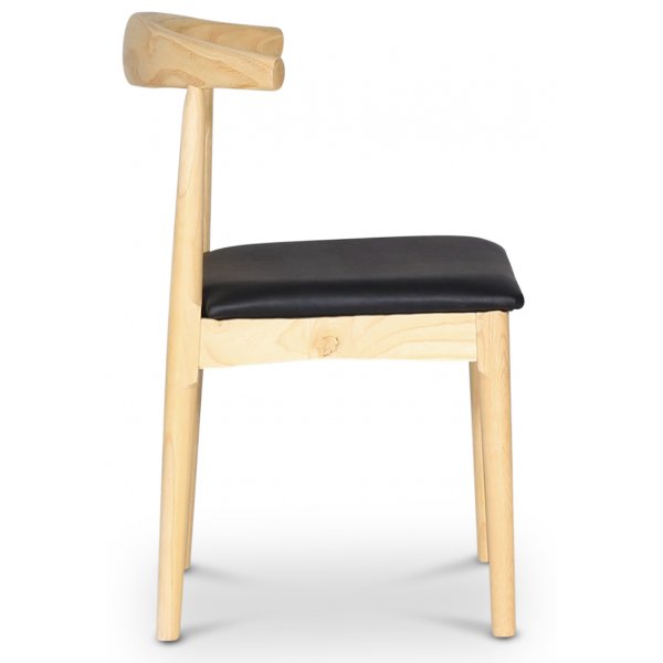 Middelste stoel met houten frame en zwarte zitting + Meubelpoten Middelste stoel met houten frame en zwarte zitting + Meubelpoten