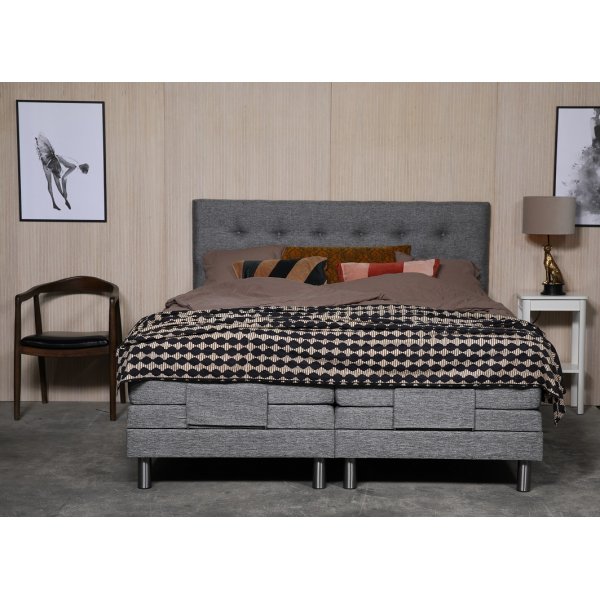 Klara compleet verstelbaar tweepersoonsbed met hoofdeinde 7-zone Pocket - Grijs