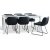 Groupe de restauration en granit; Table 180x90 cm blanche avec 6 chaises de salle  manger Texas PU noir
