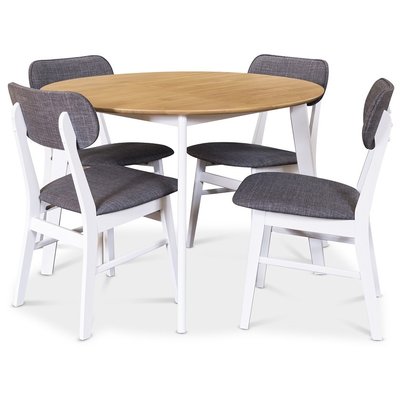 Sarek matgrupp - Bord inklusive 4 st stolar - Vit/ek