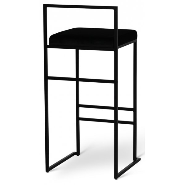 Barstol svart sammet sitthöjd 75 cm + Fläckborttagare för möbler Barstol svart sammet sitthöjd 75 cm + Fläckborttagare för möbler