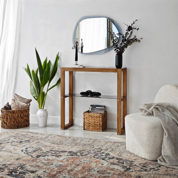 Table en relief Via 85 x 31 cm - Noyer Table en relief Via 85 x 31 cm - Noyer