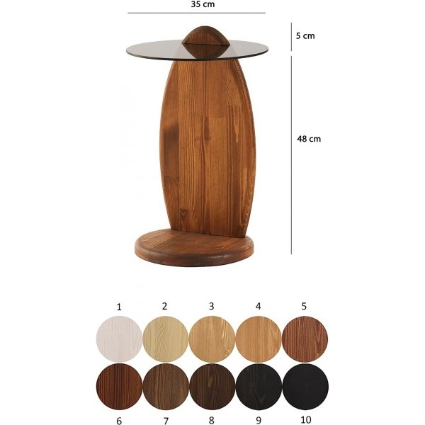 Surf bijzettafel Ø35 cm - Kastanje/rookkleurig glas Surf bijzettafel Ø35 cm - Kastanje/rookkleurig glas