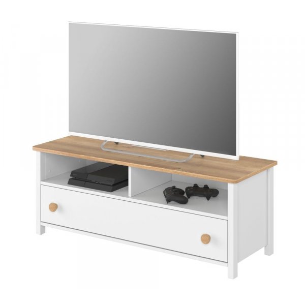 Banc TV Eldon - Blanc/chêne Banc TV Eldon - Blanc/chêne