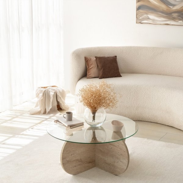 Table basse Bubble Ø75 cm - Travertin Table basse Bubble Ø75 cm - Travertin