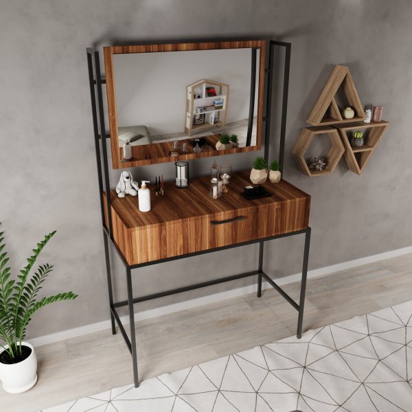 Contempo sminkbord 120 x 40 cm - Valnöt Contempo sminkbord 120 x 40 cm - Valnöt