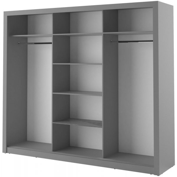 Armoire à portes coulissantes et miroir - Gris Armoire à portes coulissantes et miroir - Gris