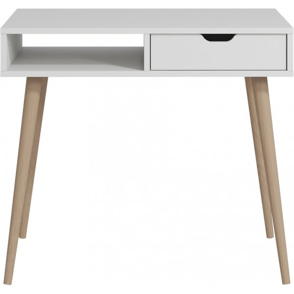 Oferta skrivbord 90 x 60 cm - Vit/trä Oferta skrivbord 90 x 60 cm - Vit/trä