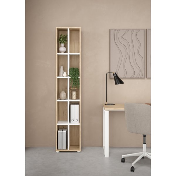 Bibliothque signaltique avec sparateur - Blanc/hickory