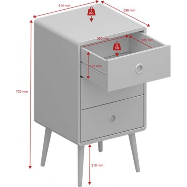 Softline nachtkastje 3 - Grijs