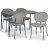 Groupe de repas Lokrume table 120 cm imitation bton + 4 chaises capitonnes grises + Dtachant pour meubles