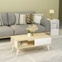 Saul salontafel 90 x 45 cm - Saffier eiken/wit
