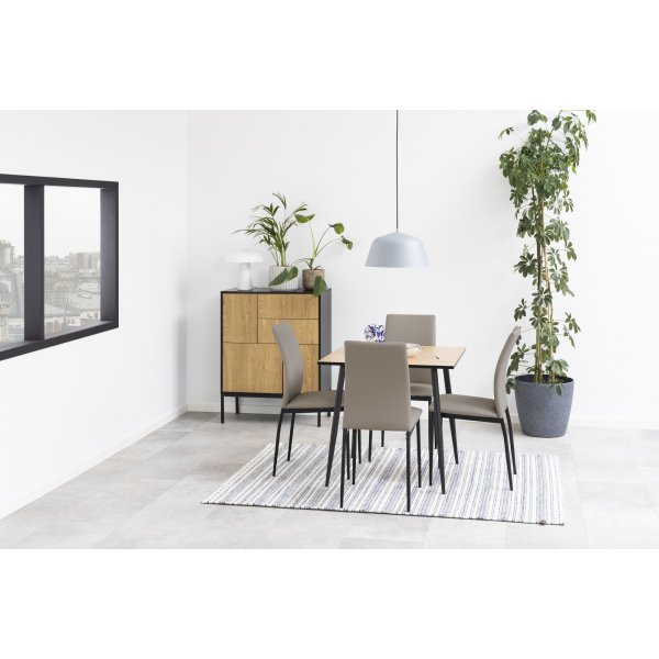 Table  manger Wilma 80 cm - Chne/noir