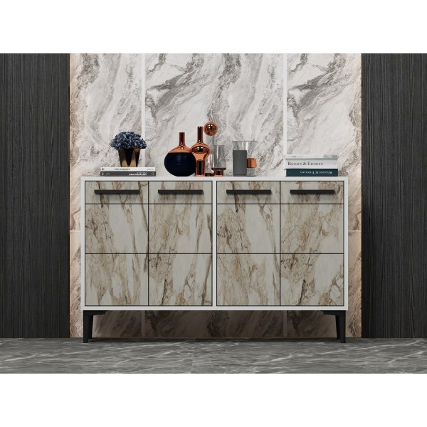 Buffet Stria - Blanc/marbre Buffet Stria - Blanc/marbre