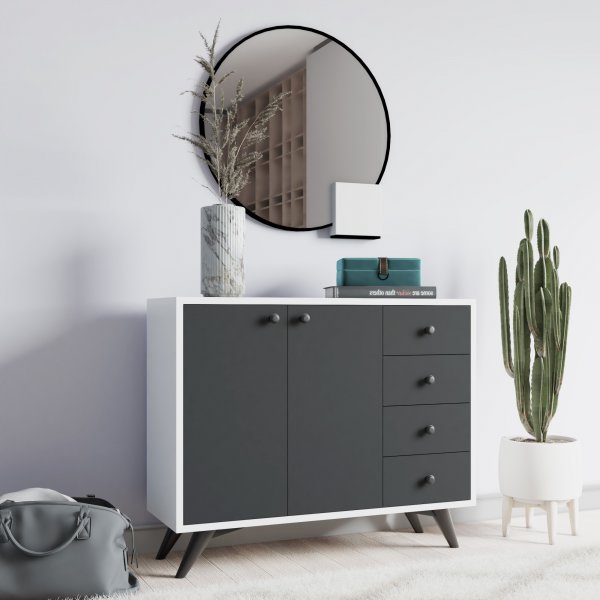 Waga opbergmeubel - Wit/antraciet Waga opbergmeubel - Wit/antraciet