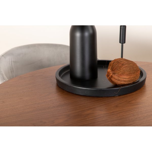 Bianca Matgrupp runt valnöt matbord med 4 st Berit grå stolar Bianca Matgrupp runt valnöt matbord med 4 st Berit grå stolar