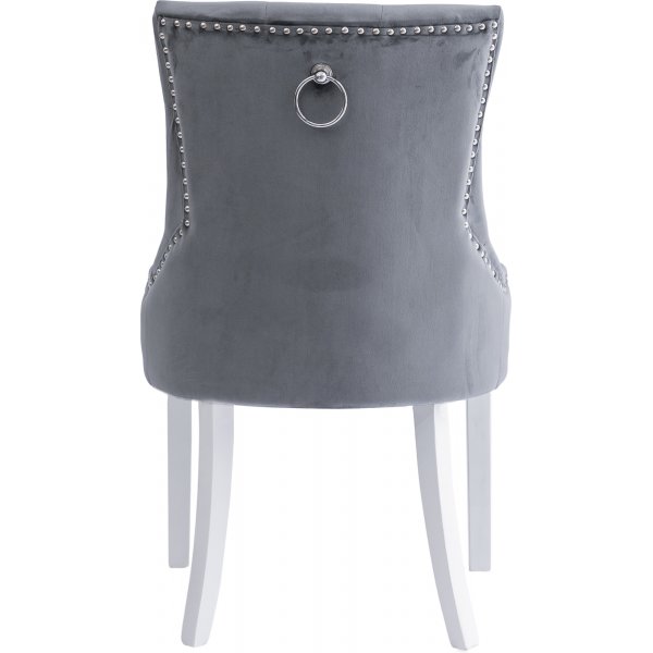 Tuva matstol grå med vita ben och nitar + Fläckborttagare för möbler Tuva matstol grå med vita ben och nitar + Fläckborttagare för möbler
