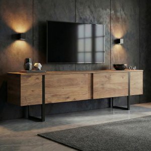TV-b�nk Orost 180 cm - Atlantic Pine/svart