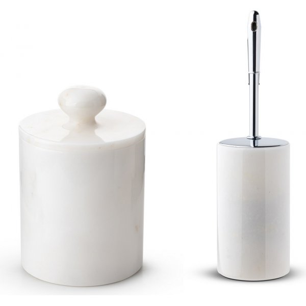 Badrumsset i vit Thassosmarmor med 7 delar