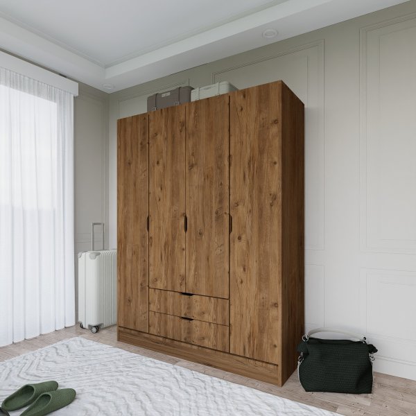 Armoire Yaman 140 x 45 x 182 cm - Noyer Armoire Yaman 140 x 45 x 182 cm - Noyer