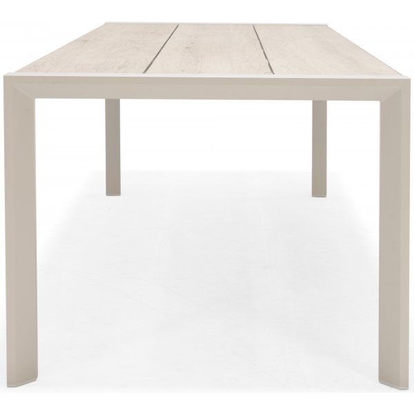 Urbanite eetgroep met eettafel 207 cm en 6 stapelbare eetkamerstoelen - Beige Urbanite eetgroep met eettafel 207 cm en 6 stapelbare eetkamerstoelen - Beige