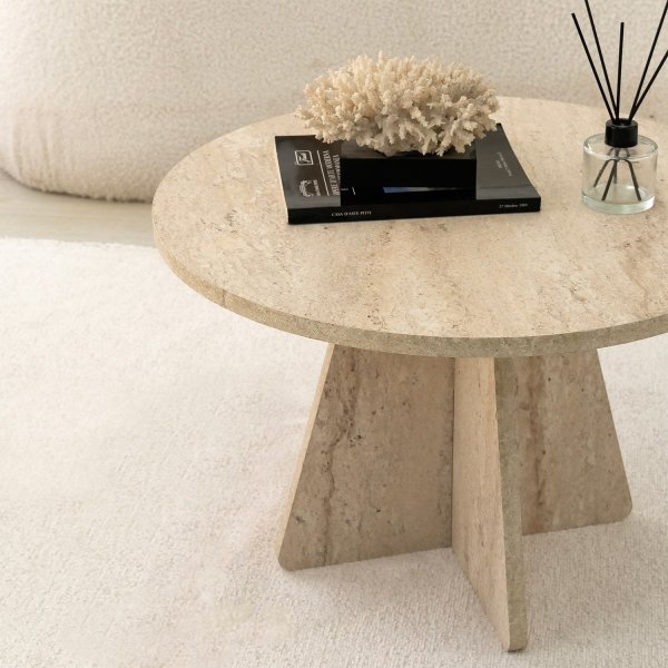 Table basse champignon Ø60 cm - Travertin Table basse champignon Ø60 cm - Travertin