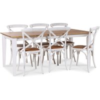 Dalarös matgrupp 180 cm bord vit/ek + 6 st vita Gaston matstolar Dalarös matgrupp 180 cm bord vit/ek + 6 st vita Gaston matstolar