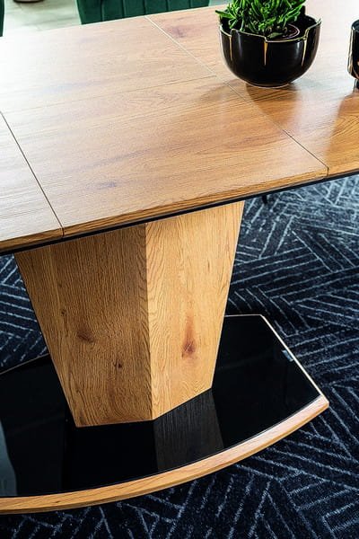 Table  manger Houston 120-160 cm - Chne/noir