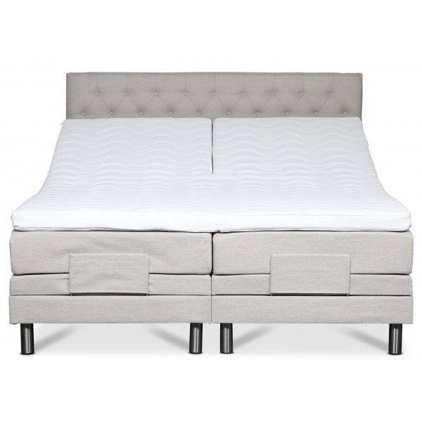 Ställbar dubbelsäng 180x200 cm 7-zons beige med gavel + Möbeltassar Ställbar dubbelsäng 180x200 cm 7-zons beige med gavel + Möbeltassar