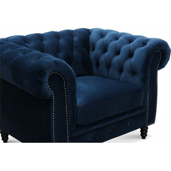 Chesterfield Cambridge Fåtölj - Blått sammet Chesterfield Cambridge Fåtölj - Blått sammet