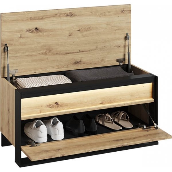 Quant hallbänk 92 cm - Artisan ek/svart Quant hallbänk 92 cm - Artisan ek/svart