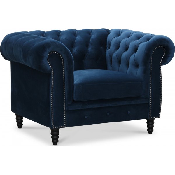 Chesterfield Cambridge Fåtölj - Blått sammet Chesterfield Cambridge Fåtölj - Blått sammet