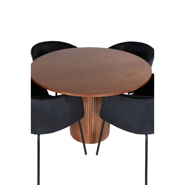 Bianca Matgrupp runt valn�t matbord med 4 st Berit svart stolar